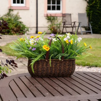 Dunelm Artificial Mixed Wildflower Basket Plant Pot