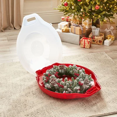 Dunelm Strata Clear Plastic Wreath Holder Storage Box