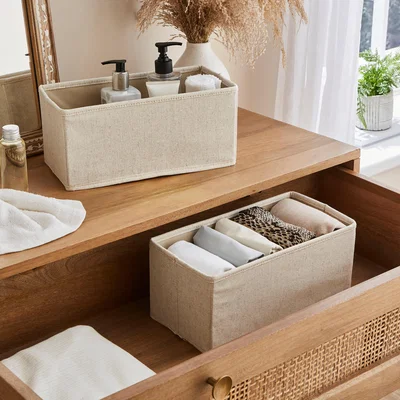 Dunelm Set of 2 Rectangle Linen Drawer Organisers