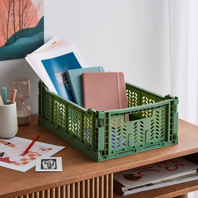 Dunelm Medium Foldable Crate Chive