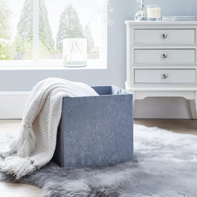 Dunelm Foldable Crushed Velvet Silver Storage Box Silver