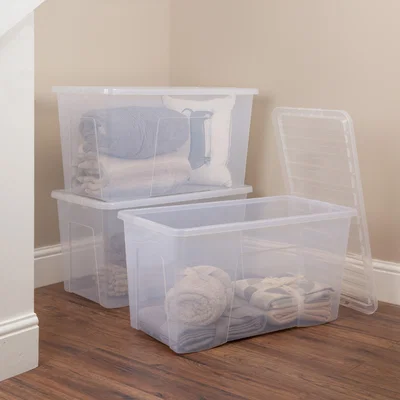 Dunelm Wham Crystal Set of 3 Boxes & Lids, 110L Clear
