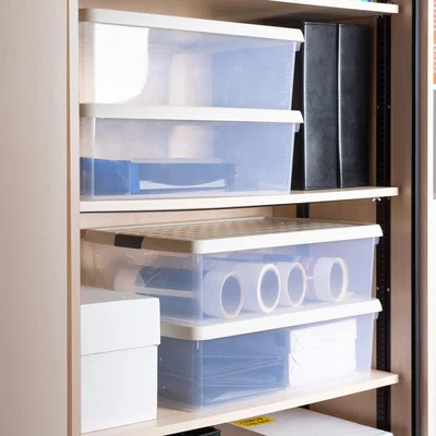 Dunelm Wham Clip 13.01 Pack of 4 30l Storage Boxes With Lids Stone