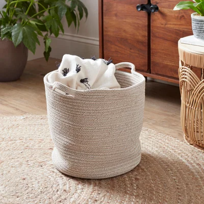 Dunelm Jupiter Large Woven Fabric Basket with Handles