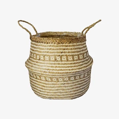 Dunelm Small Seagrass Tribal White Lined Basket White