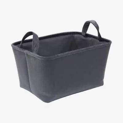 Dunelm Luxe Grey Velvet Storage Basket Grey