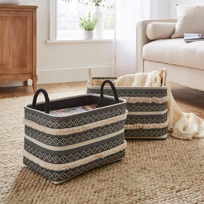 Dunelm Set of 2 Tufted Storage Baskets Grey