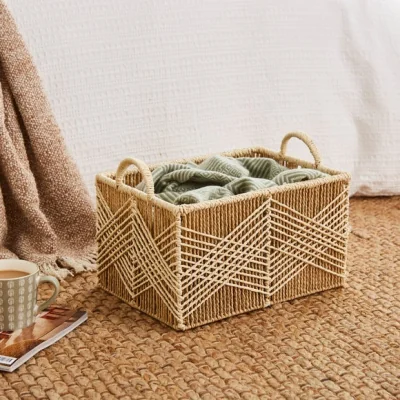 Dunelm Coastal Woven Rectangle Storage Basket