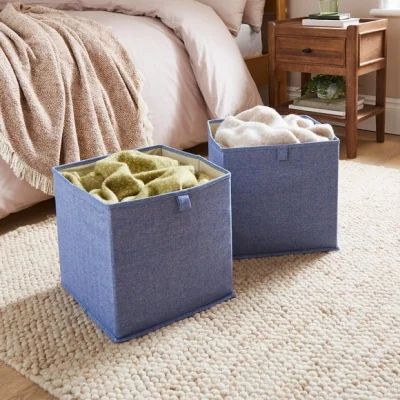 Dunelm Set of 2 Herringbone Foldable Storage Box