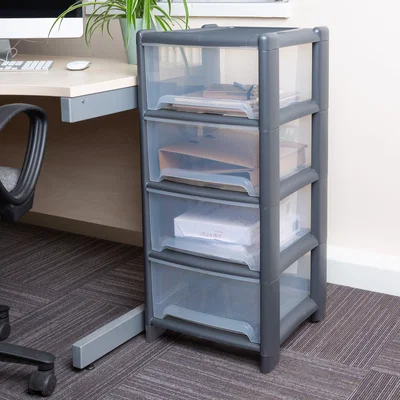 Dunelm Wham Deep 4 Drawer Storage Tower Unit Graphite (Grey)