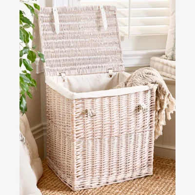 Dibor Large Lined Wicker Laundry Basket