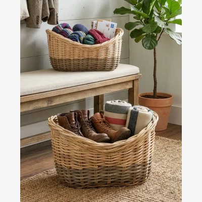 Dibor Two Tone Wicker Storage Basket