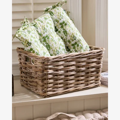 Dibor Large Grey Rattan Storage Basket