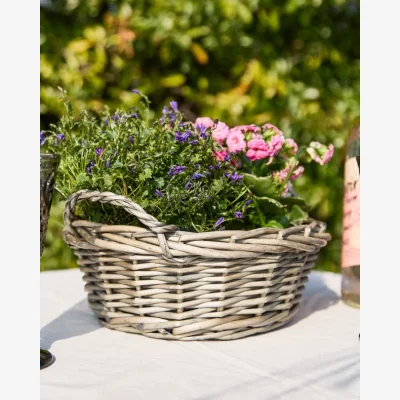 Dibor Small Round Wicker Tray Basket