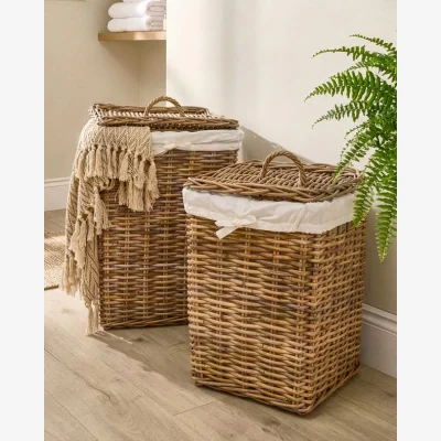 Dibor Faya Square Rattan Laundry Basket