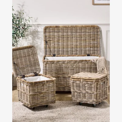 Dibor Set of 3 Lined Baskets with Wheels