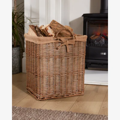 Dibor Wicker Storage Basket with Hessian Lining