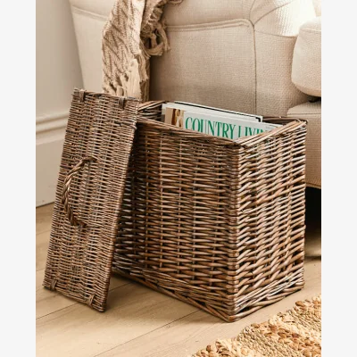 Dibor Grey Washed Willow Storage Basket