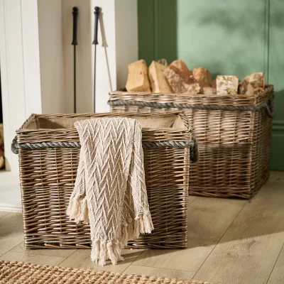 Dibor Set of 2 Rectangular Log Baskets
