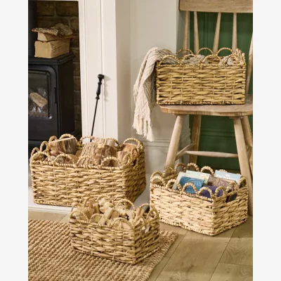 Dibor Scalloped Fireside Storage Baskets