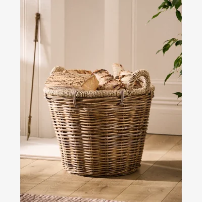 Dibor Natural Rattan and Seagrass Log Basket