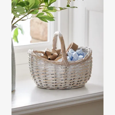 Dibor White Wicker Shopper Basket