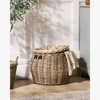 Dibor Round Woven Basket with Lid