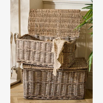 Dibor Set of 2 Whitewashed Willow Baskets