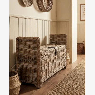 Dibor Double Woven Bench and Storage Trunk
