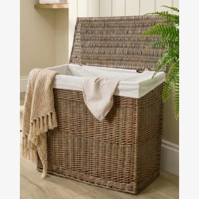 Dibor Wicker Laundry Basket with Partition
