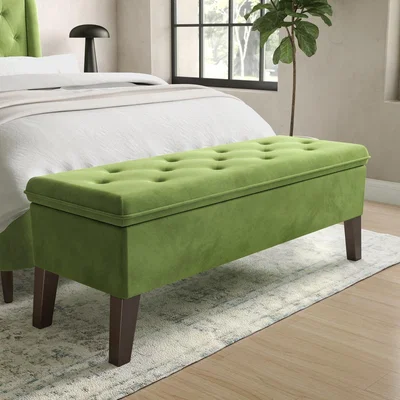 Furniture123 Blanket Box Seat in Green Velvet - Cameron