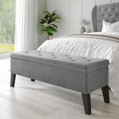 Furniture123 Blanket Box Seat in Grey Velvet - Cameron