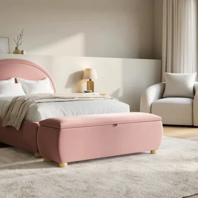 Furniture123 Pink Velvet Ottoman Storage Blanket Box 124cm - Lacey