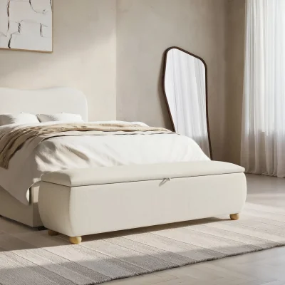 Furniture123 Cream Upholstered Ottoman Storage Blanket Box 150cm - Lacey