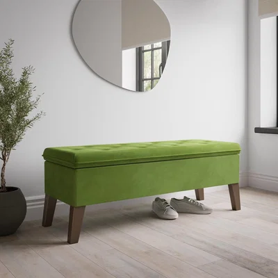 Furniture123 Hallway Storage Bench Seat in Green Velvet - Cameron