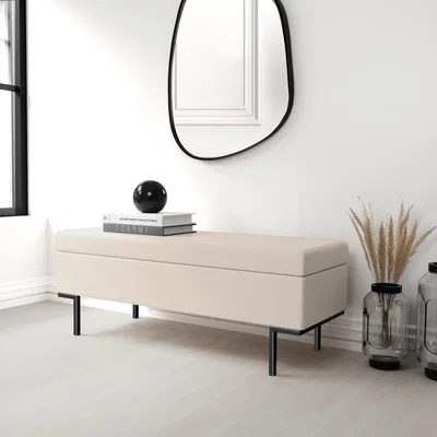 Furniture123 Blanket Box Seat in Beige Corduroy - Roman