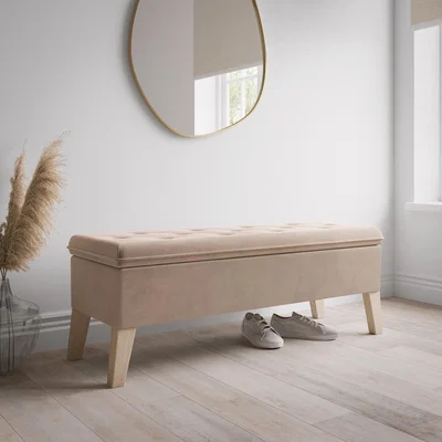 Furniture123 Hallway Storage Bench Seat in Beige Velvet - Cameron