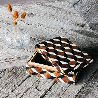 Graham & Green Geometric Black and White Bone Box