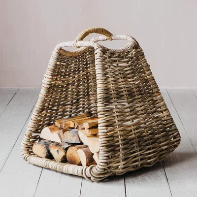 Graham & Green Rattan Log Basket with Handle