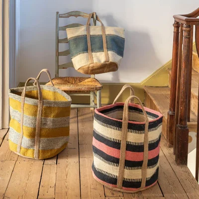 Graham & Green Denim Jute Storage Basket