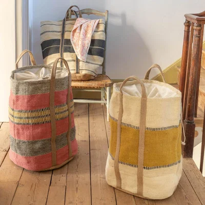 Graham & Green Mustard Jute Laundry Basket