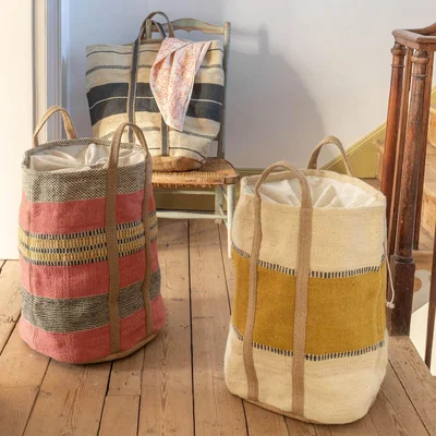 Graham & Green Graham and Green Pink Jute Laundry Basket
