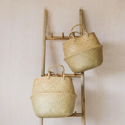 Graham & Green Set of Two Natural Grass Baskets