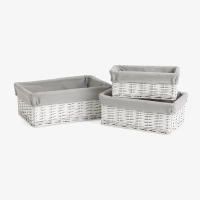 Habitat Habitat Pack of 3 Wicker Storage Basket - White