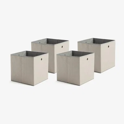 Habitat Habitat Set of 4 Woven Linen Squares Boxes - Grey