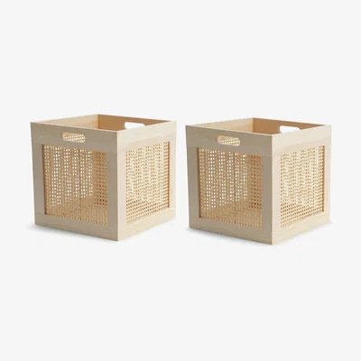 Habitat Habitat Set of 2 Rattan Squares Plus Boxes - Natural