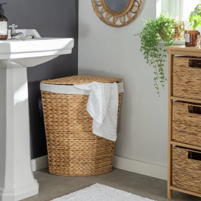 Habitat Habitat 40L Corner Water Hyacinth Laundry Basket - Natural