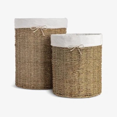 Habitat Habitat Pack of 2 Seagrass Lined Storage Basket - Natural