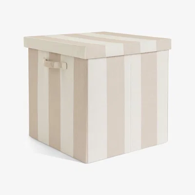 Habitat Habitat 40cm Fabric Storage Box with Lid - Natural Stripe