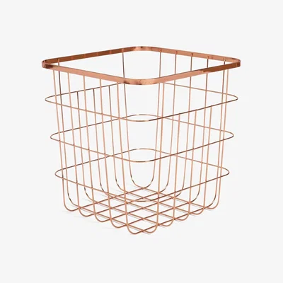 Habitat Habitat Flat Wire Squares Storage Basket - Rose Gold
